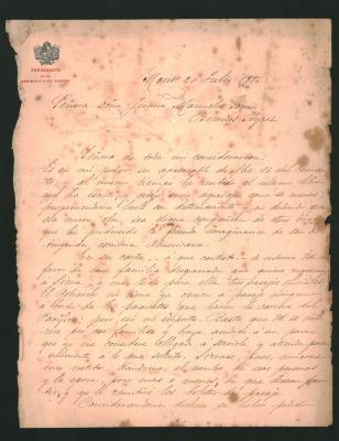 Carta del presidente de Uruguay a Juana Manuela Gorriti, 1886