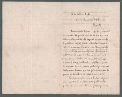 Carta de José Winiger a Juana Manuela Gorriti, 1889